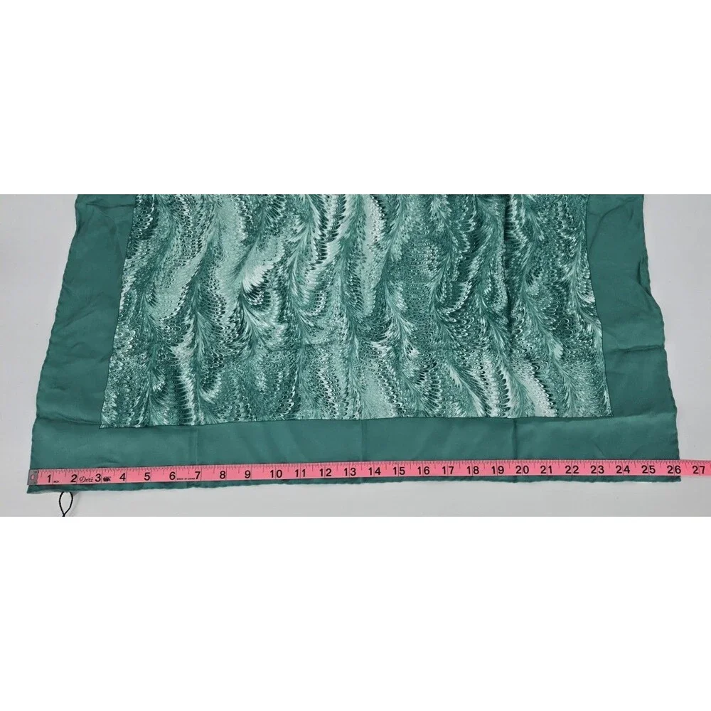 NWT Burberry London 100% Silk Scarf In Sea Green Wave Pattern ~27x27‎ Summer